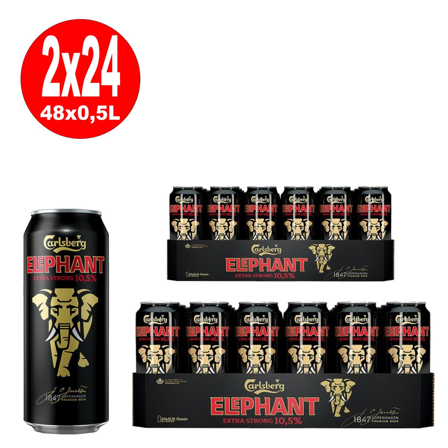 2 x Carlsberg Elephant Beer extra strong strong beer 24x 0.5L = 48 cans ...